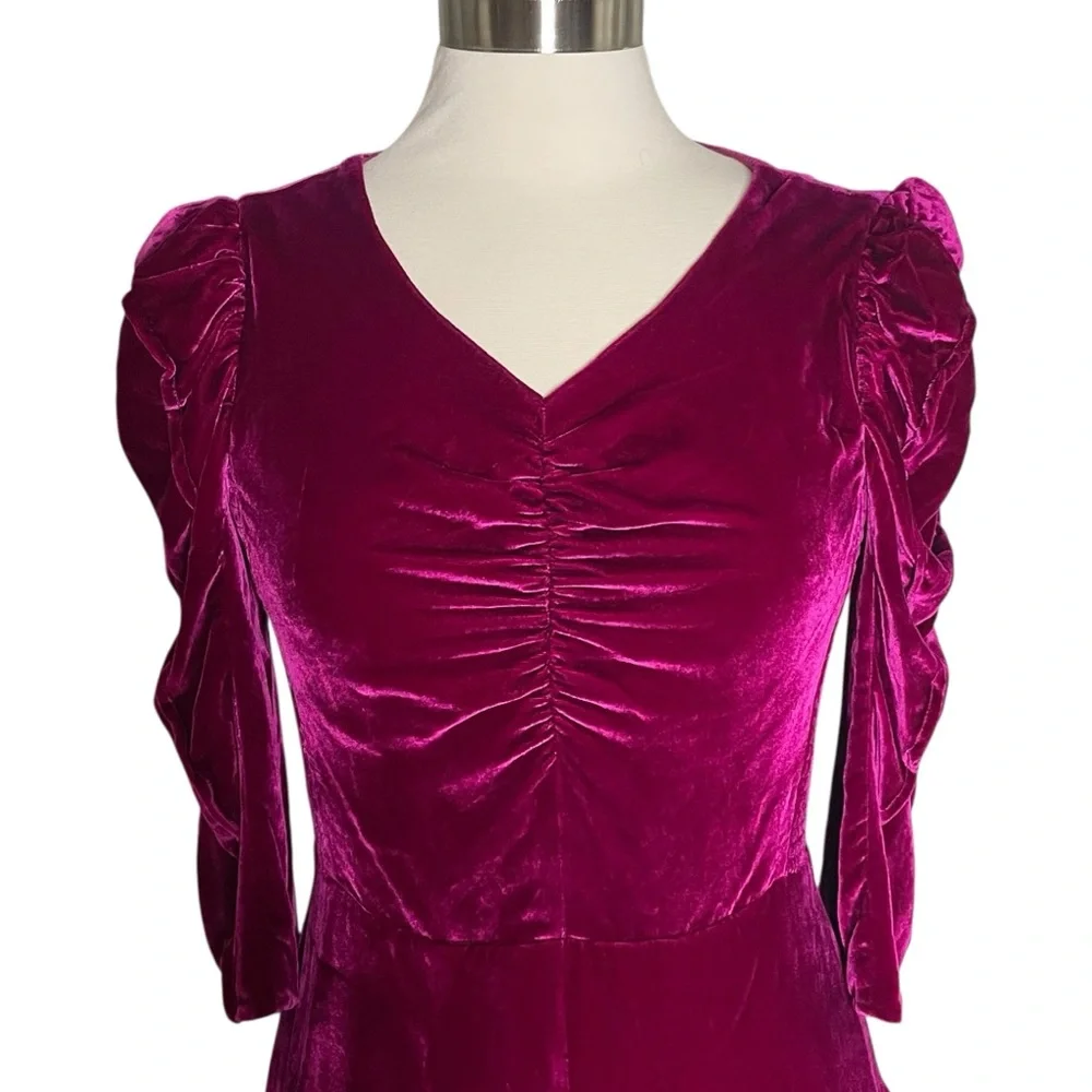 Rebecca Taylor 6 velvet dress fuchsia - Picture 2 of 9